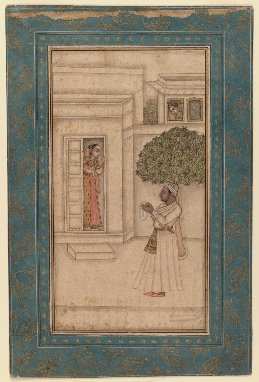 Prince and His Beloved in a Garden by Mughal School