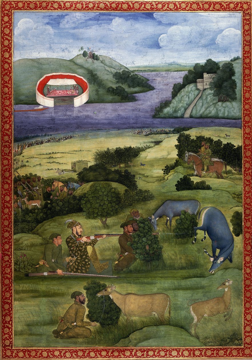 A Prince and Companions Hunting Blackbuck by Mughal School