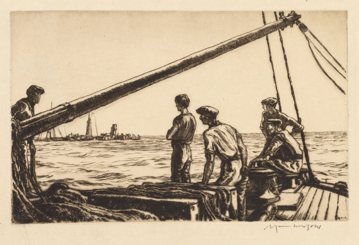 Salvage Men Approaching a Torpedoed Ship by Muirhead Bone