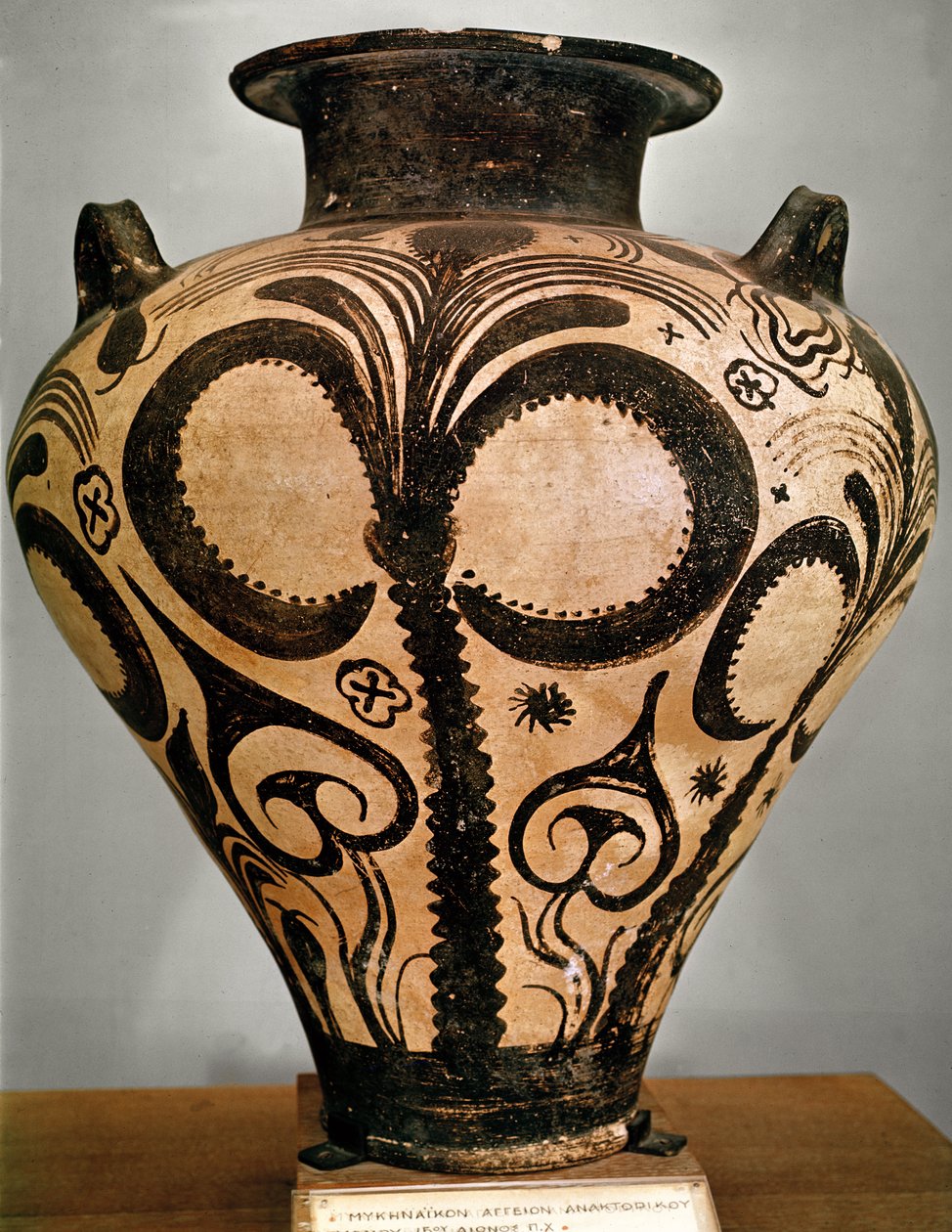 Vase with a Floral Decoration, from Mycenae, 1500-1400 BC by Mycenaean