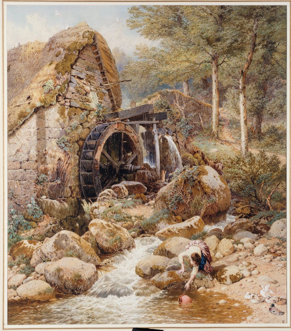 An Old Water Mill by Myles Birket Foster