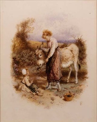 Feeding Donkey by Myles Birket Foster