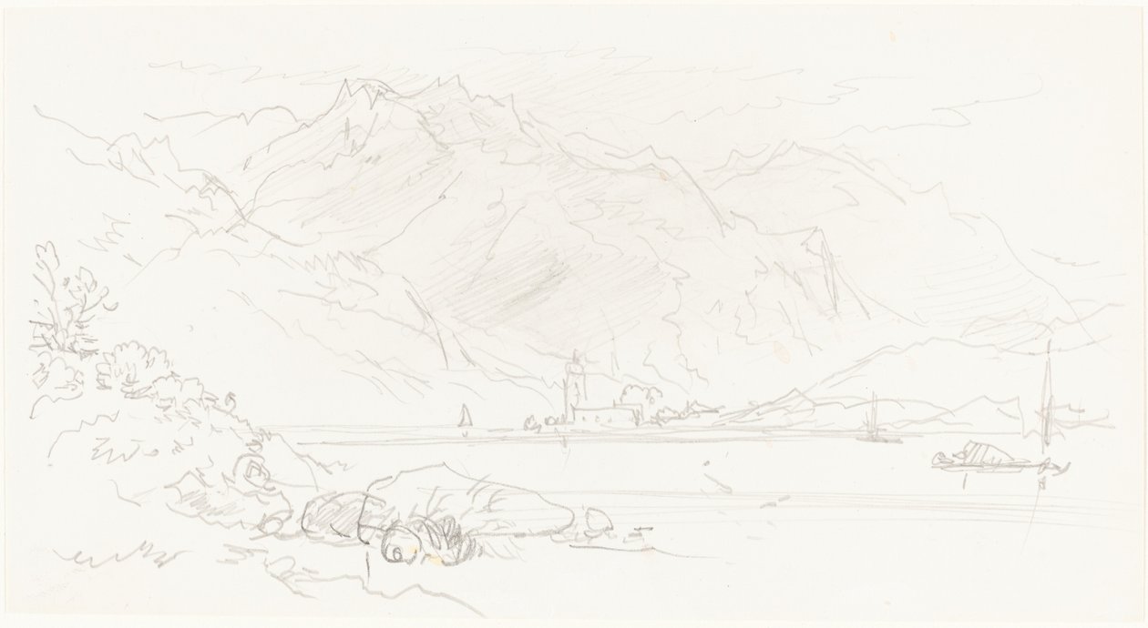 Lake in a Mountainous Landscape by Myles Birket Foster