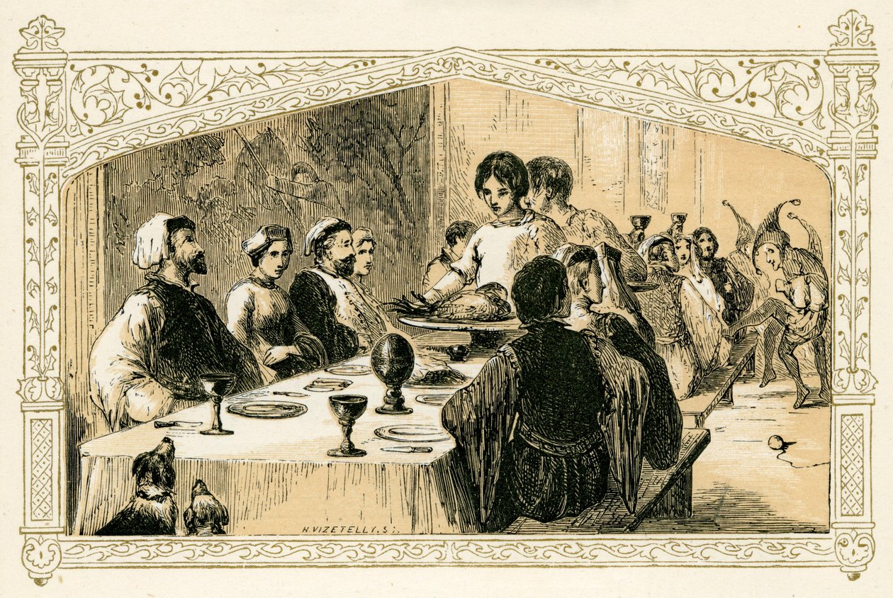 Medieval Christmas Feast by Myles Birket Foster