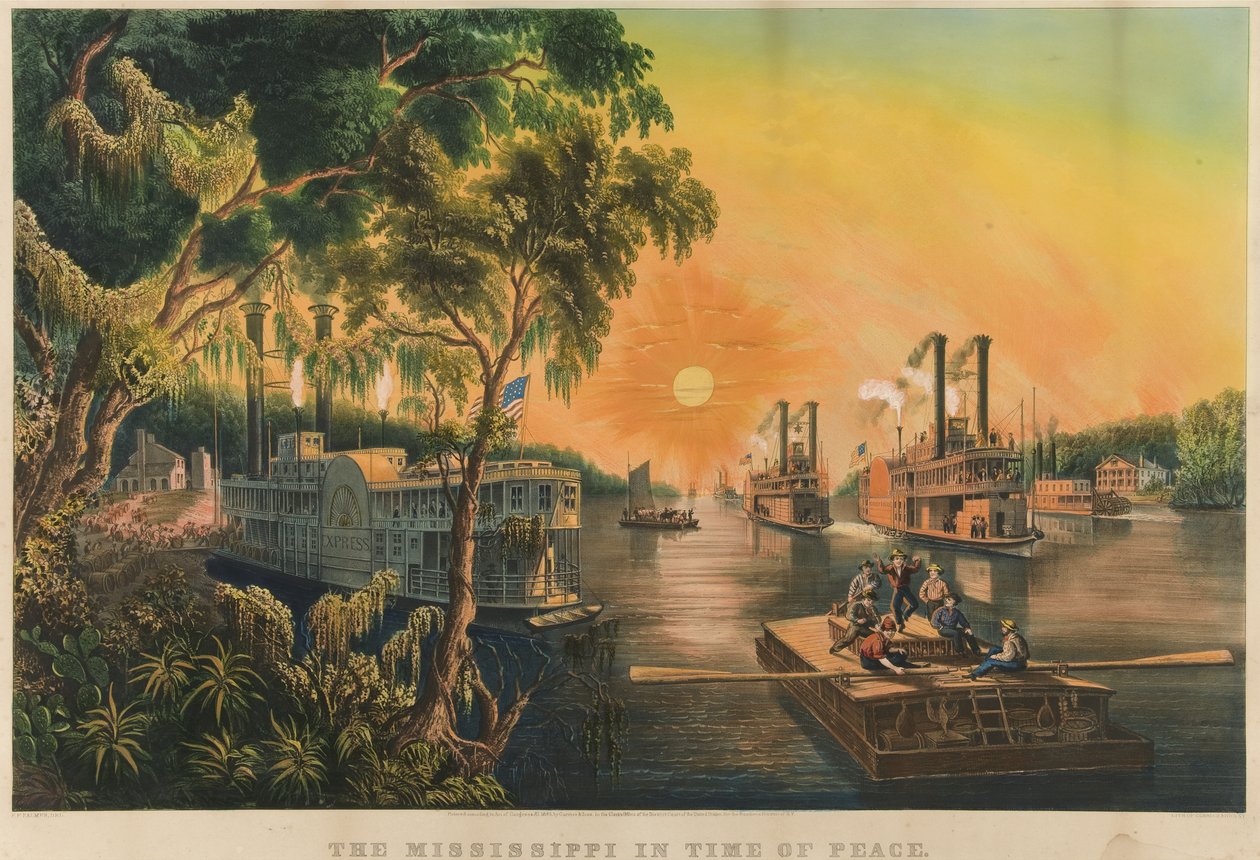 The Mississippi in Time of Peace, 1865 by N. and Ives, J.M. Currier