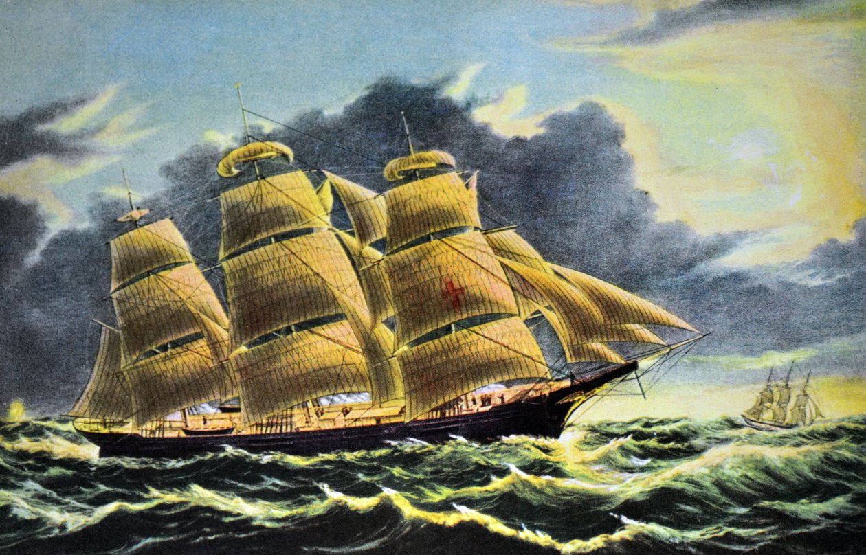 Clipper Ship Dreadnought off Tuskar Light by N. and Ives, J.M. Currier