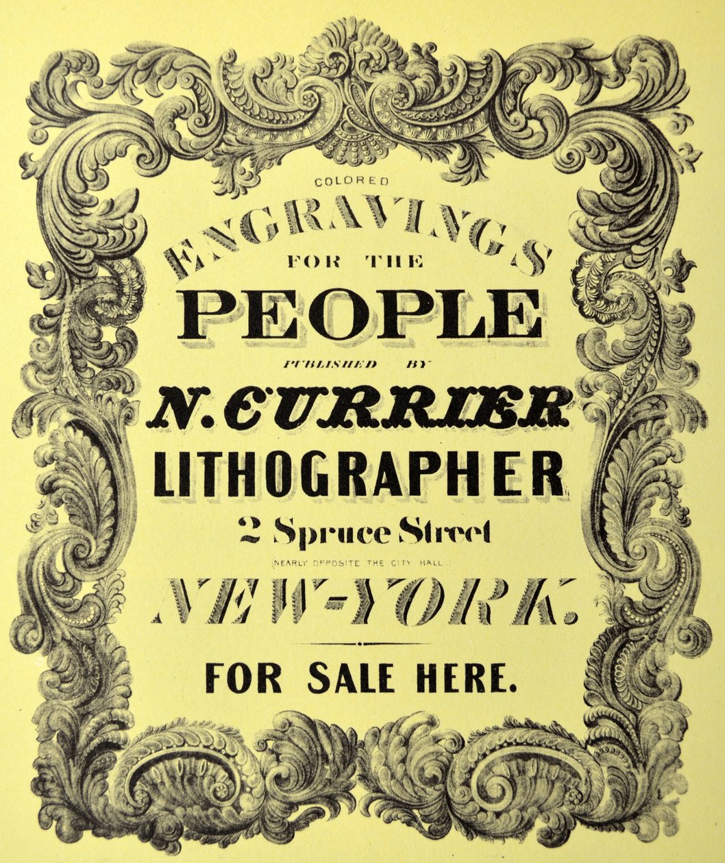 Bookplate for Title Page: Coloured Engravings for the People by N. and Ives, J.M. Currier