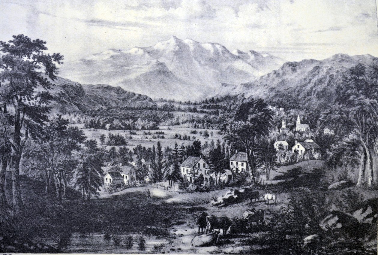 Mount Washington and the White Mountains. From the Valley of Conway by N. and Ives, J.M. Currier