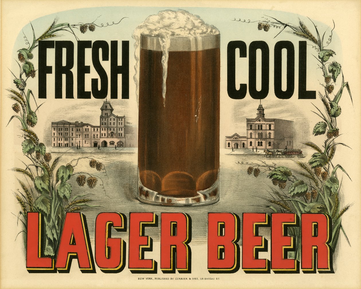 Fresh Cool Lager Beer by N. and Ives, J.M. Currier