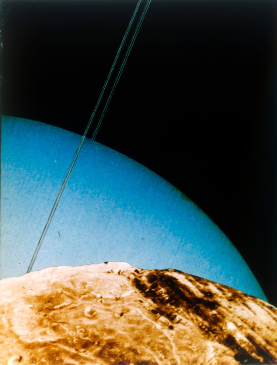 Uranus seen from Miranda, 1986 by NASA Images