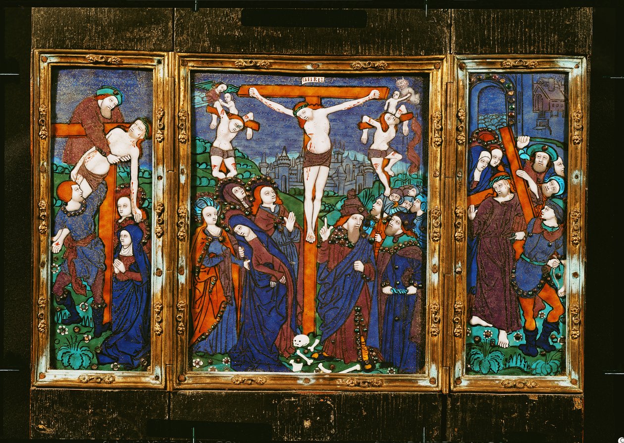 Triptych Depicting the Crucifixion, Limousin by Nardon Penicaud