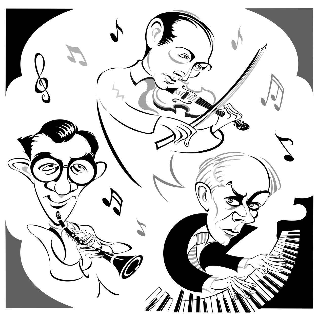 Bela Bartok at the piano, Benny Goodman and Joseph Szigeti (premiere recording of Contrasts) by Neale Osborne