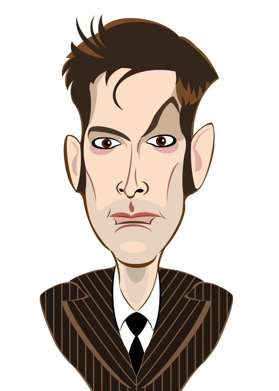 David Tennant as Doctor Who - caricature by Neale Osborne