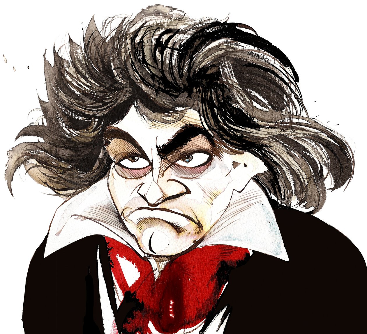 German composer Ludwig van Beethoven; caricature by Neale Osborne