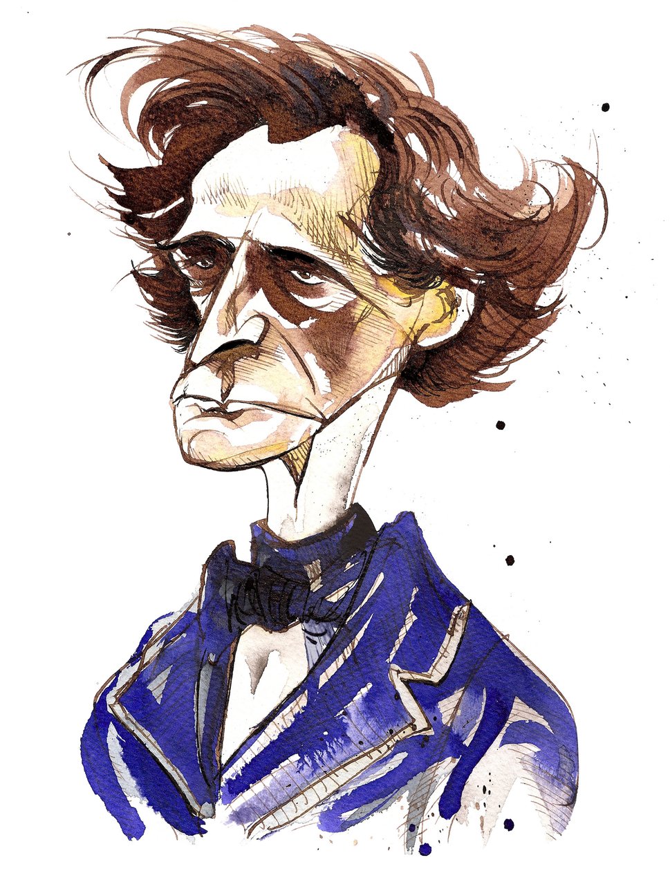Hector Berlioz, French composer (1803-69); color caricature by Neale Osborne