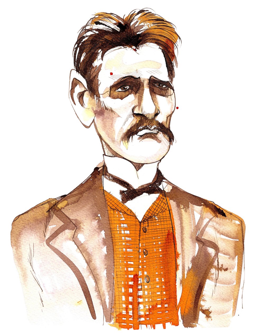 Jean Sibelius, caricatured as a younger man by Neale Osborne