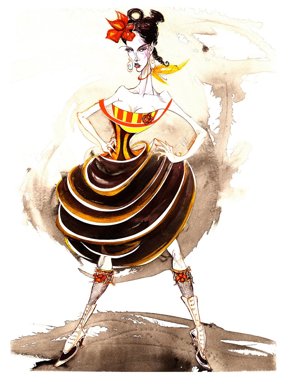 Model wearing a voluminous skirt by Neale Osborne