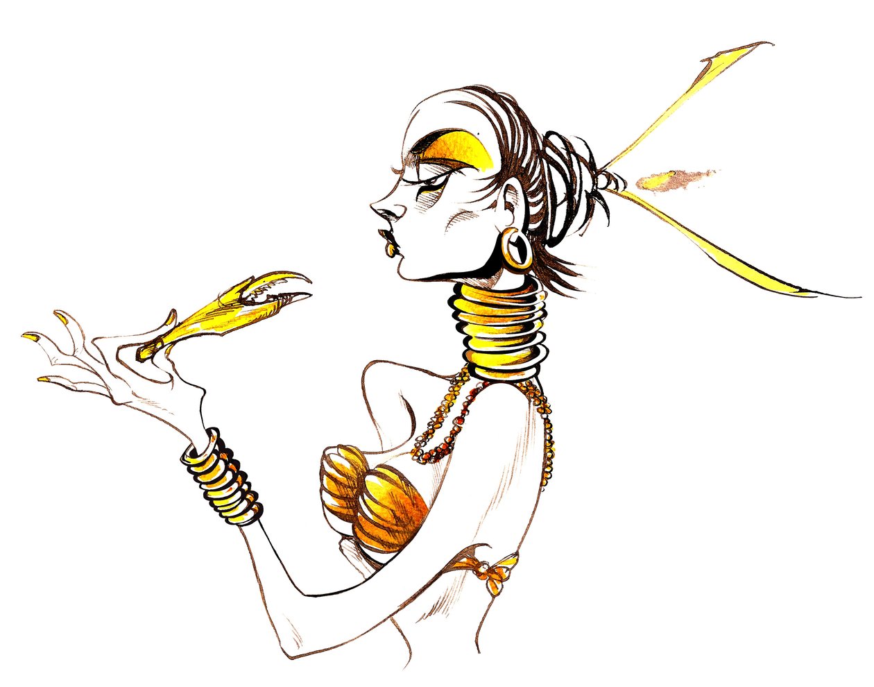 Model with lobster claw by Neale Osborne