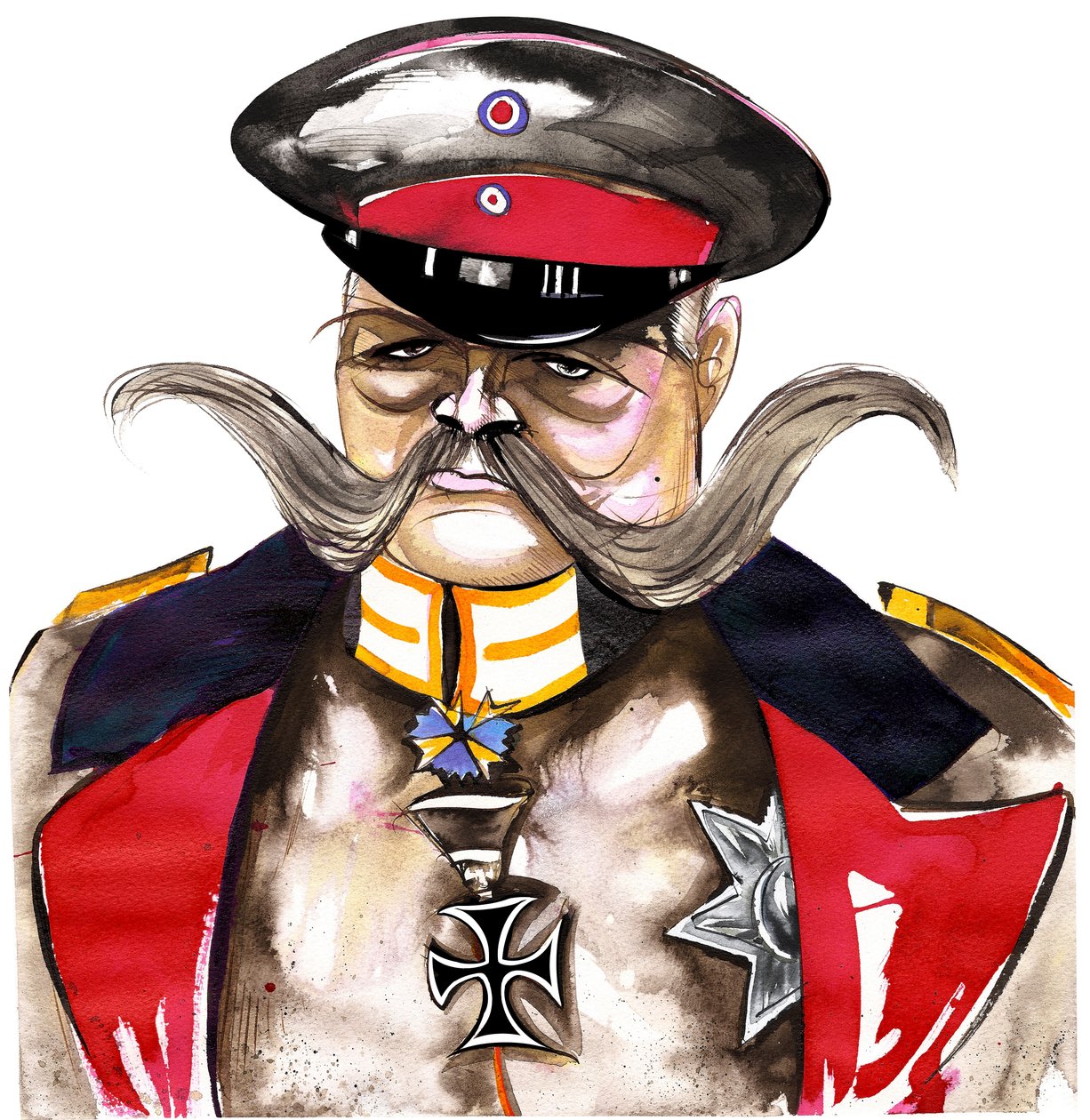 Paul von Hindenburg, Polish-born, German general and president (1847-1934); color caricature by Neale Osborne