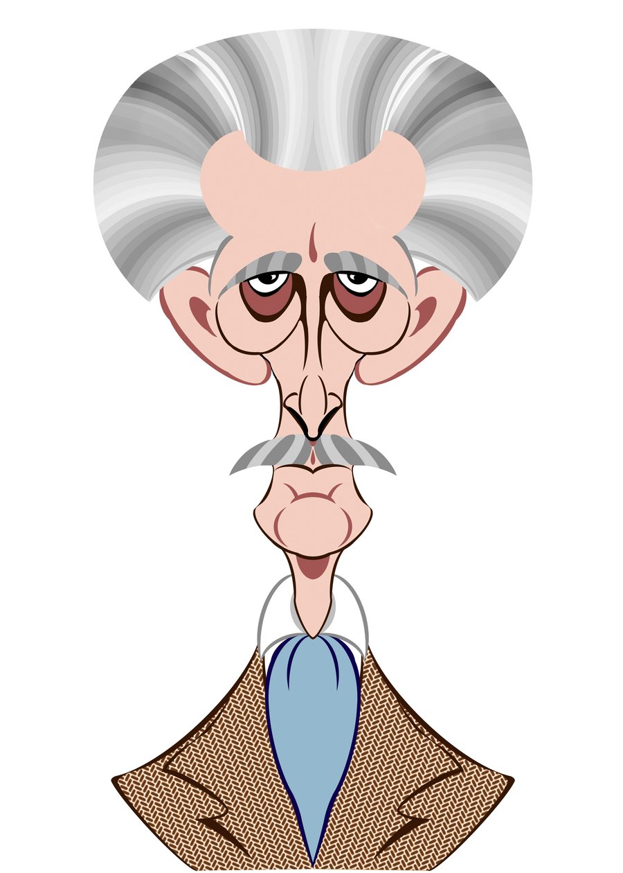 Peter Cushing as Doctor Who - caricature by Neale Osborne