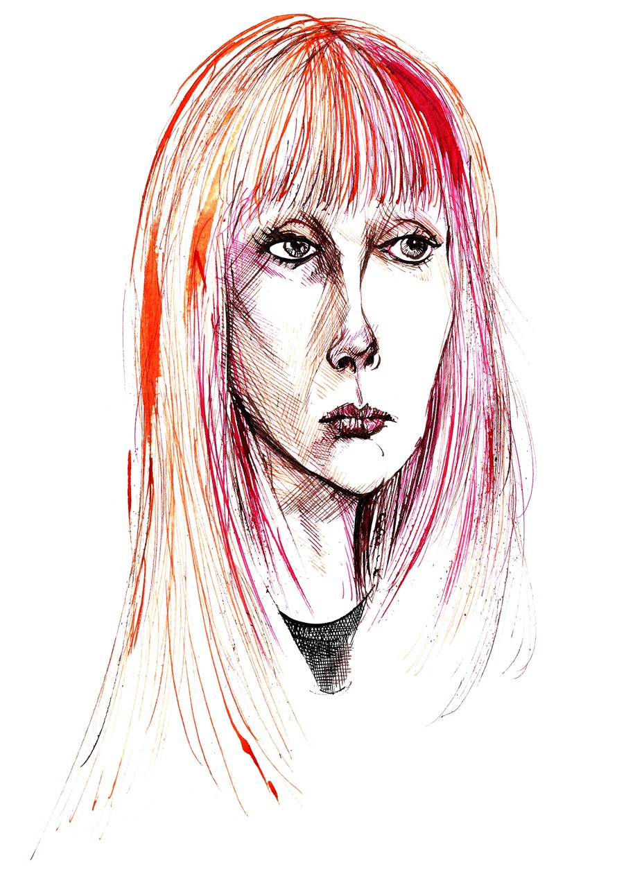 Sylvie Guillem - color ink portrait by Neale Osborne