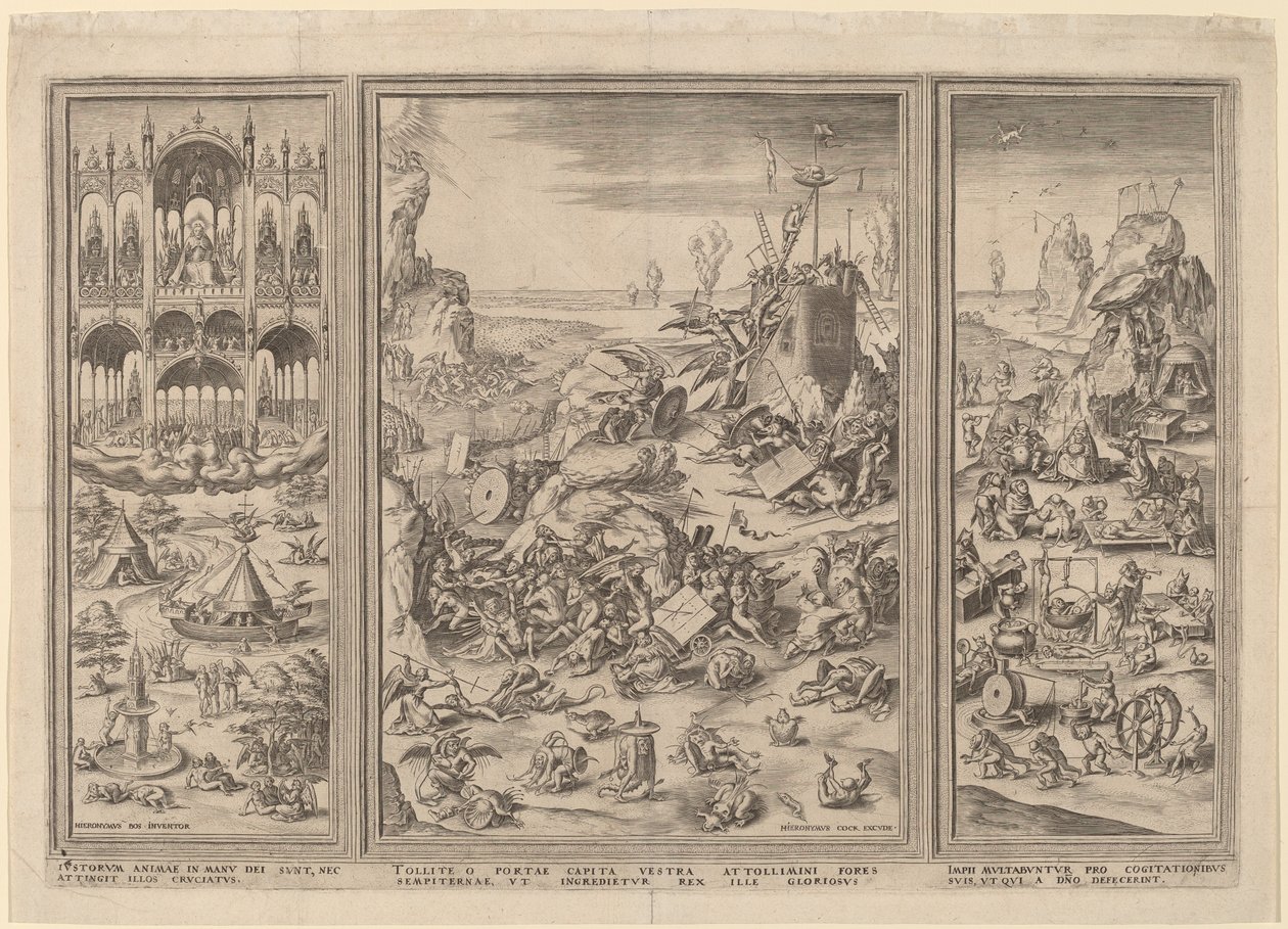 The Last Judgment Triptych by Netherlandish 16th Century after Hieronymus Bosch, Hieronymus Cock