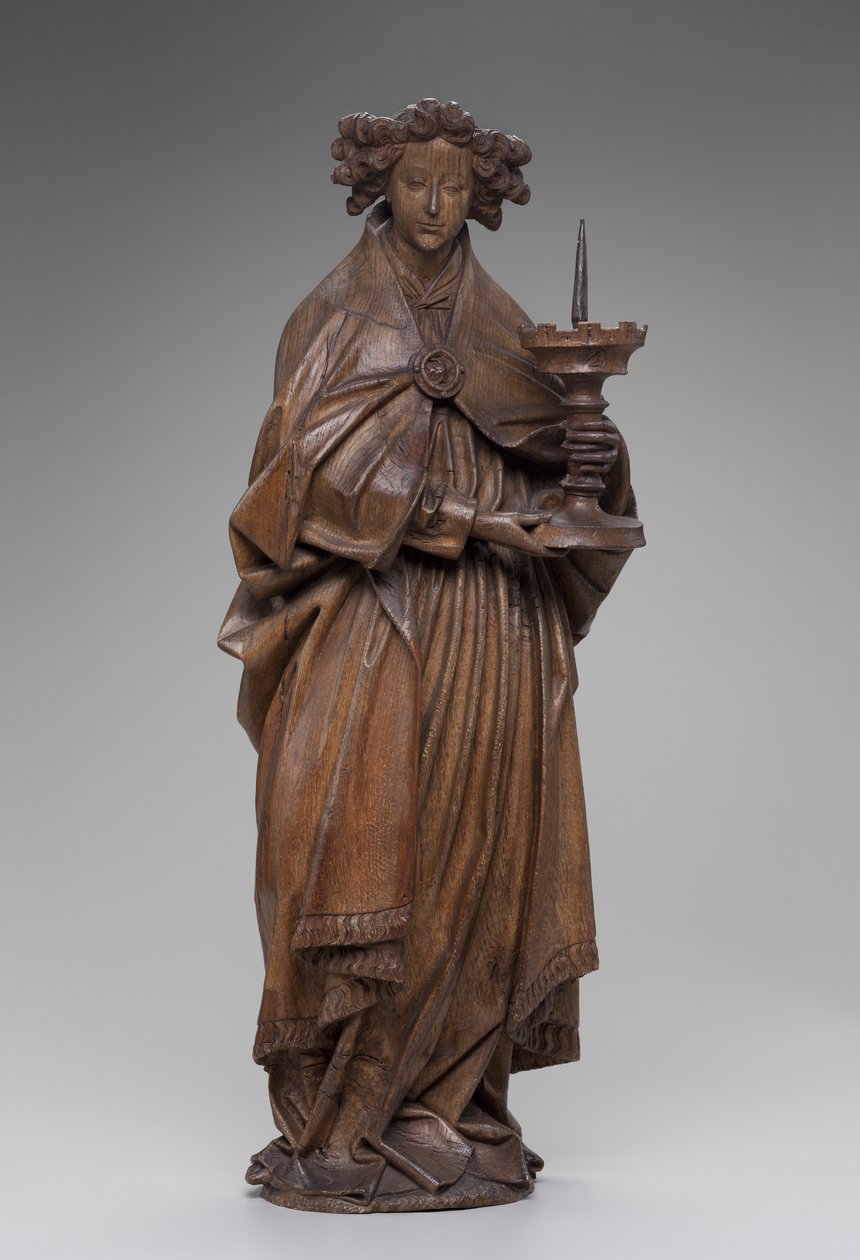 Angel holding candlestick by Netherlandish School