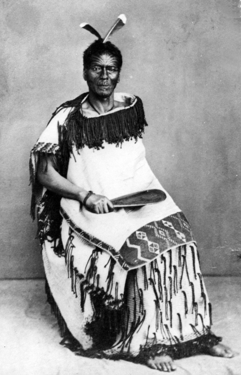 Portrait of a Maori man, before 1880 by New Zealand Photographer