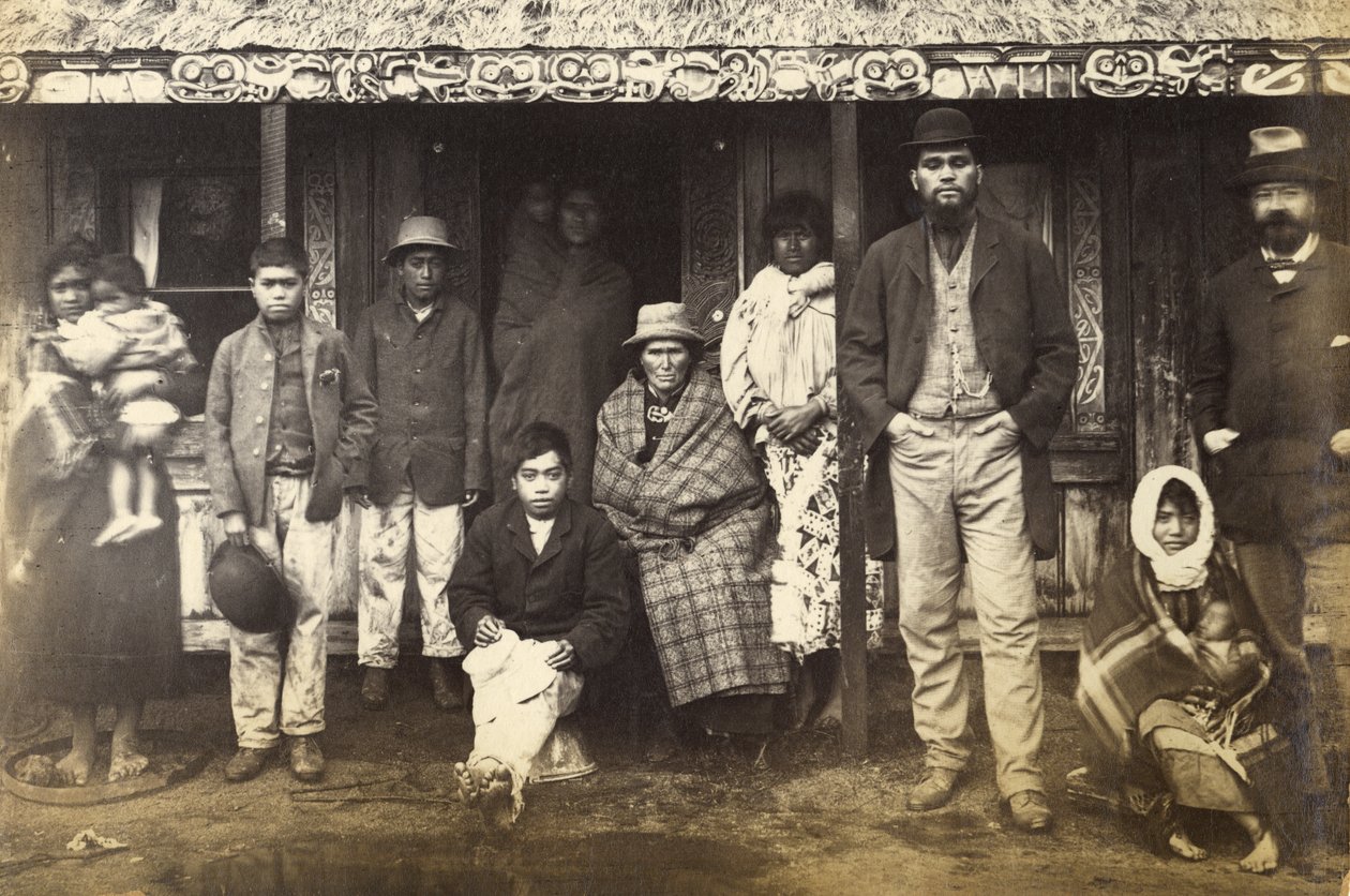 Refugees from Te Wairoa and others, 1886 by New Zealander Photographer