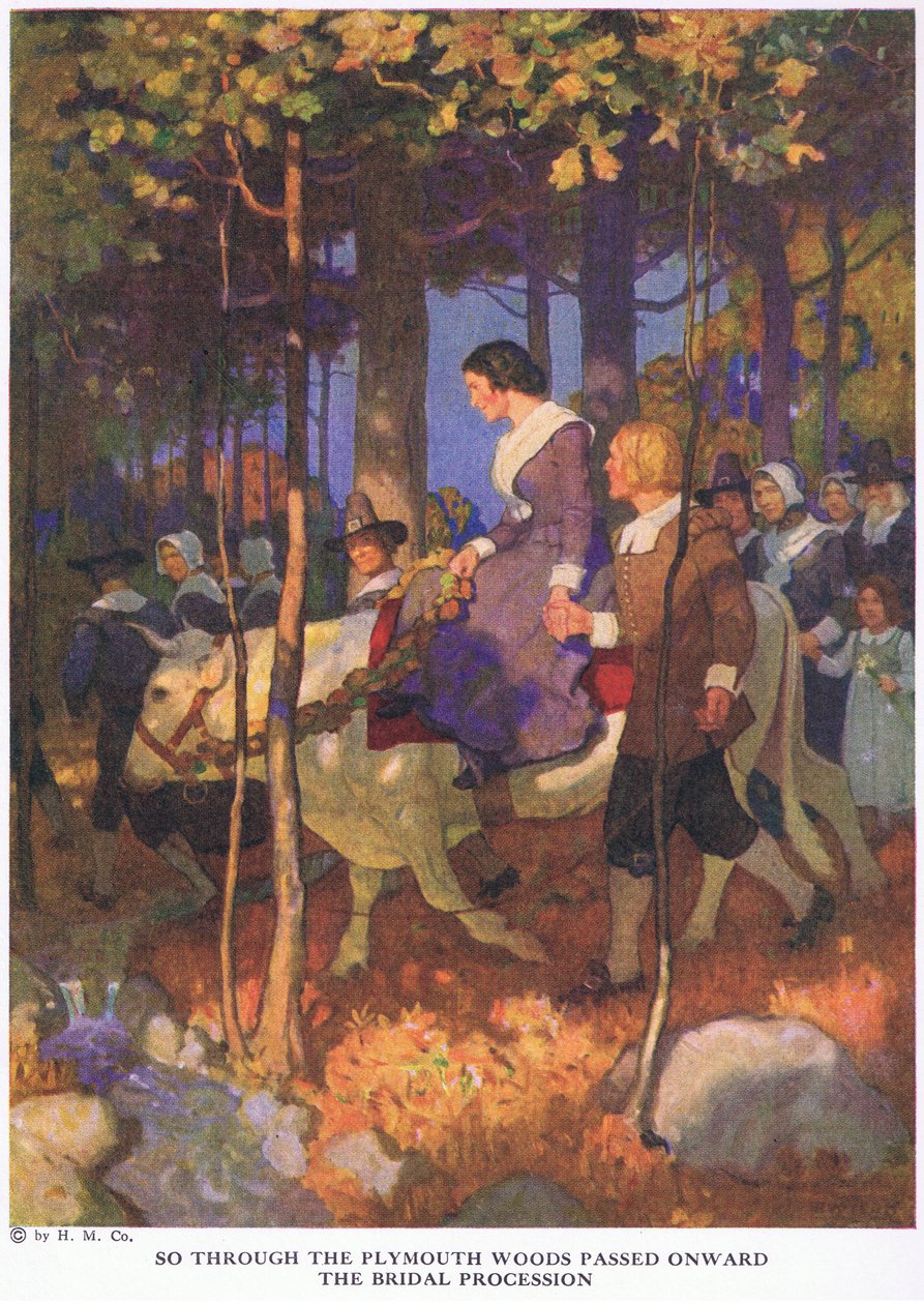 So through the Plymouth woods passed onward the bridal procession by Newell Convers Wyeth