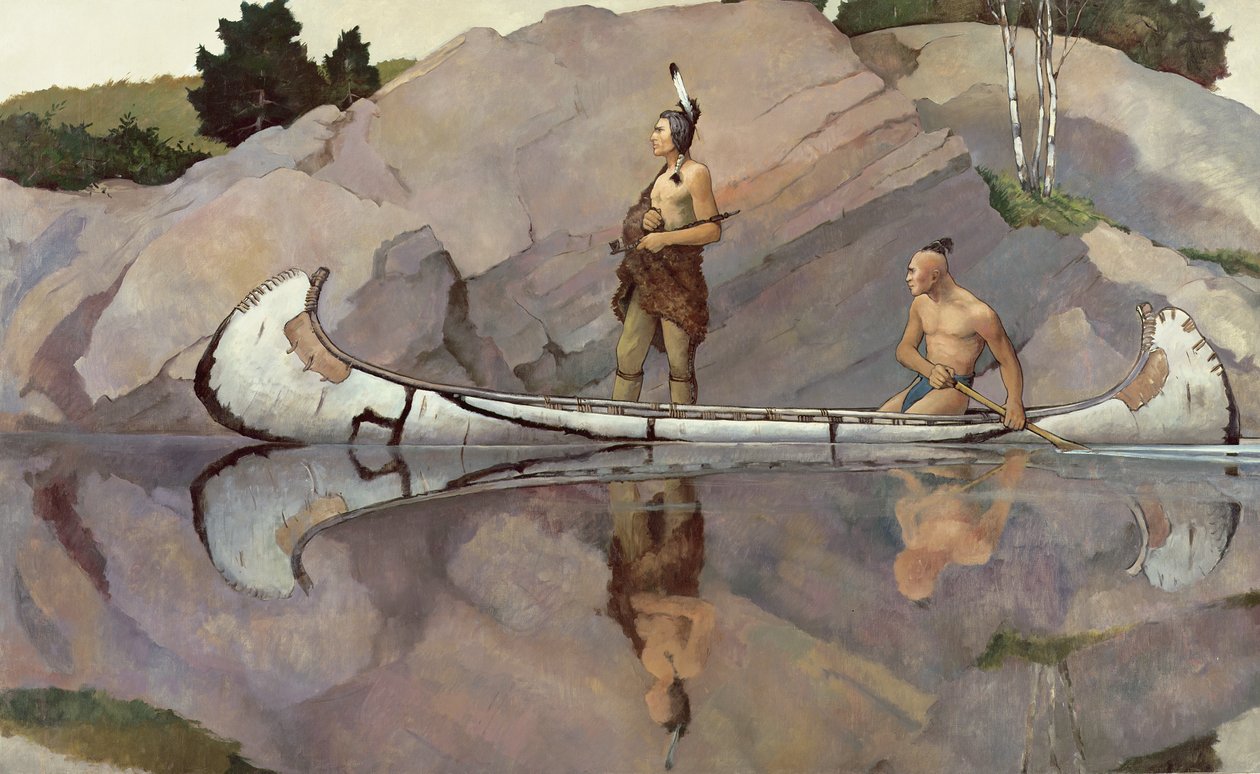 Indians in a Canoe by Newell Convers Wyeth