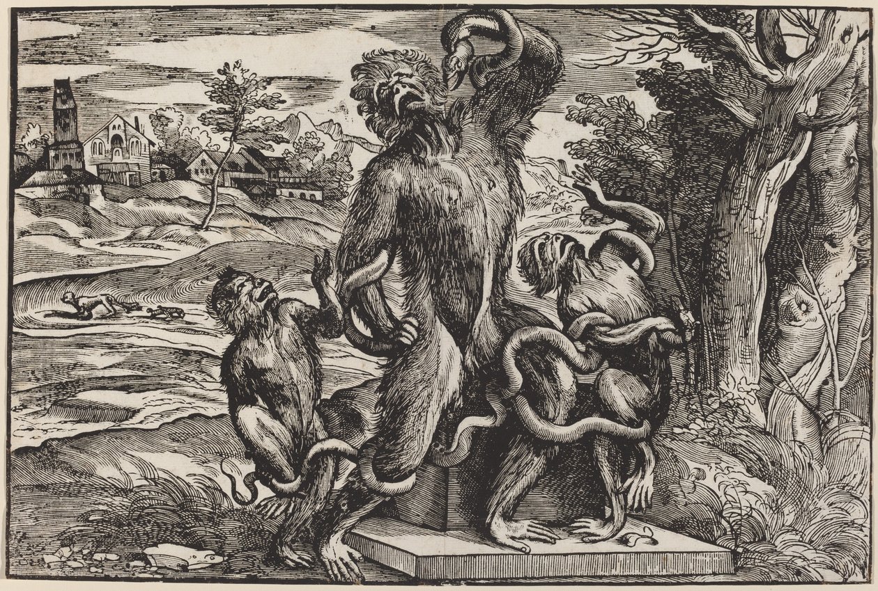 Caricature of the Laocoon Group by Niccolò Boldrini after Titian