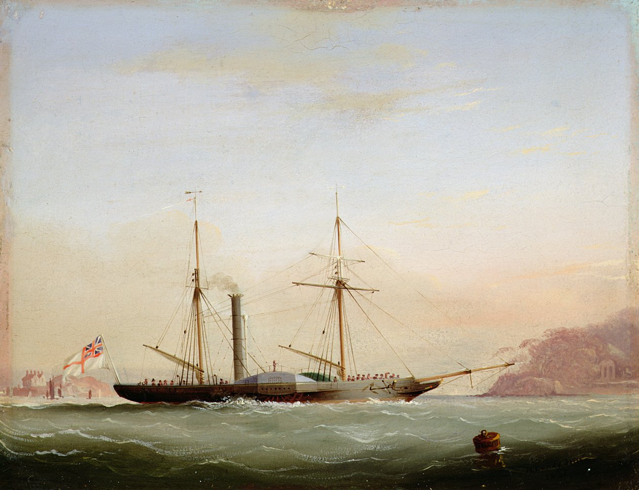 Paddle Steamer in Plymouth Sound off Mount Edgecombe by Nicholas Matthews Condy
