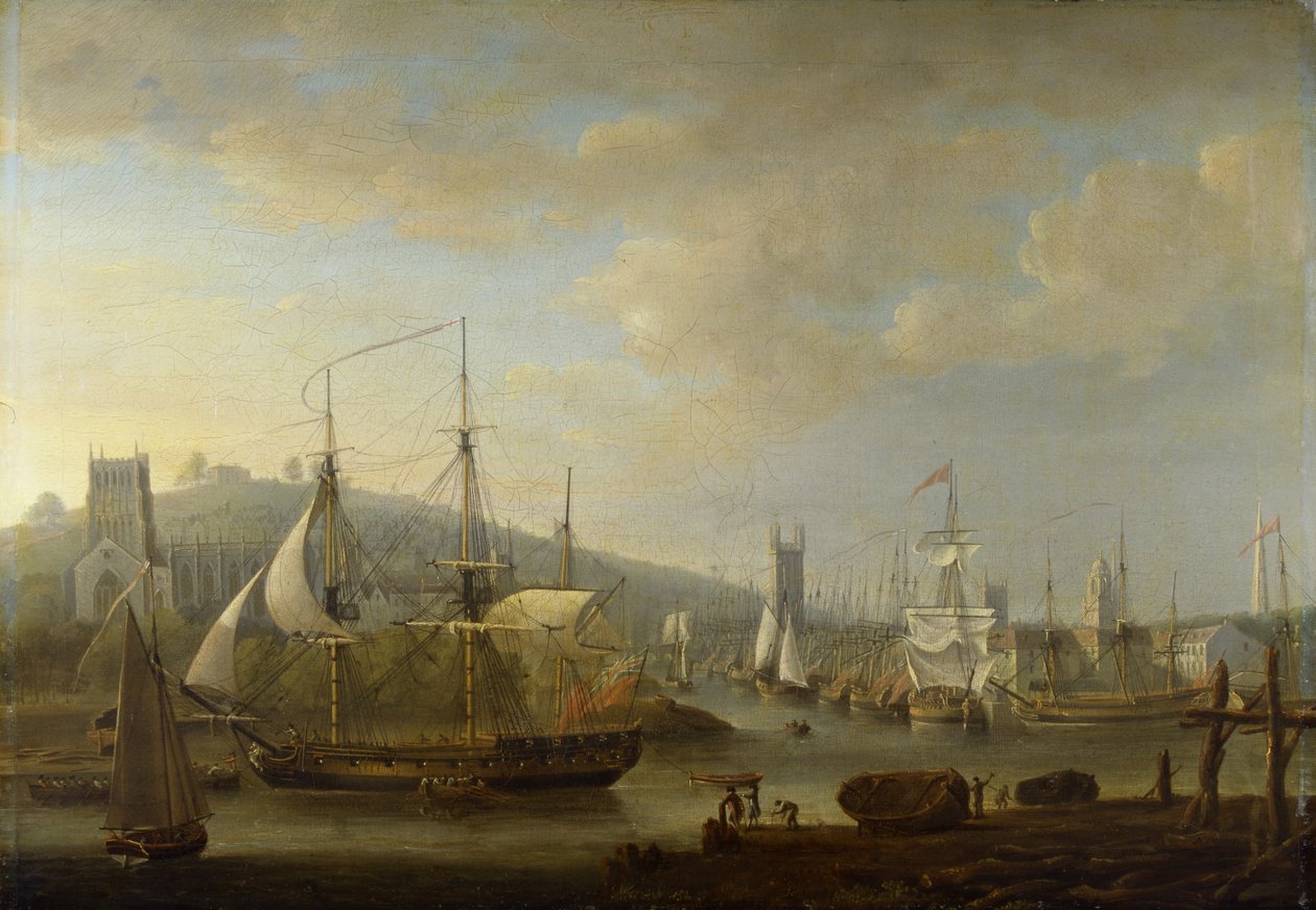 View of Bristol Harbour showing the Cathedral by Nicholas Pocock