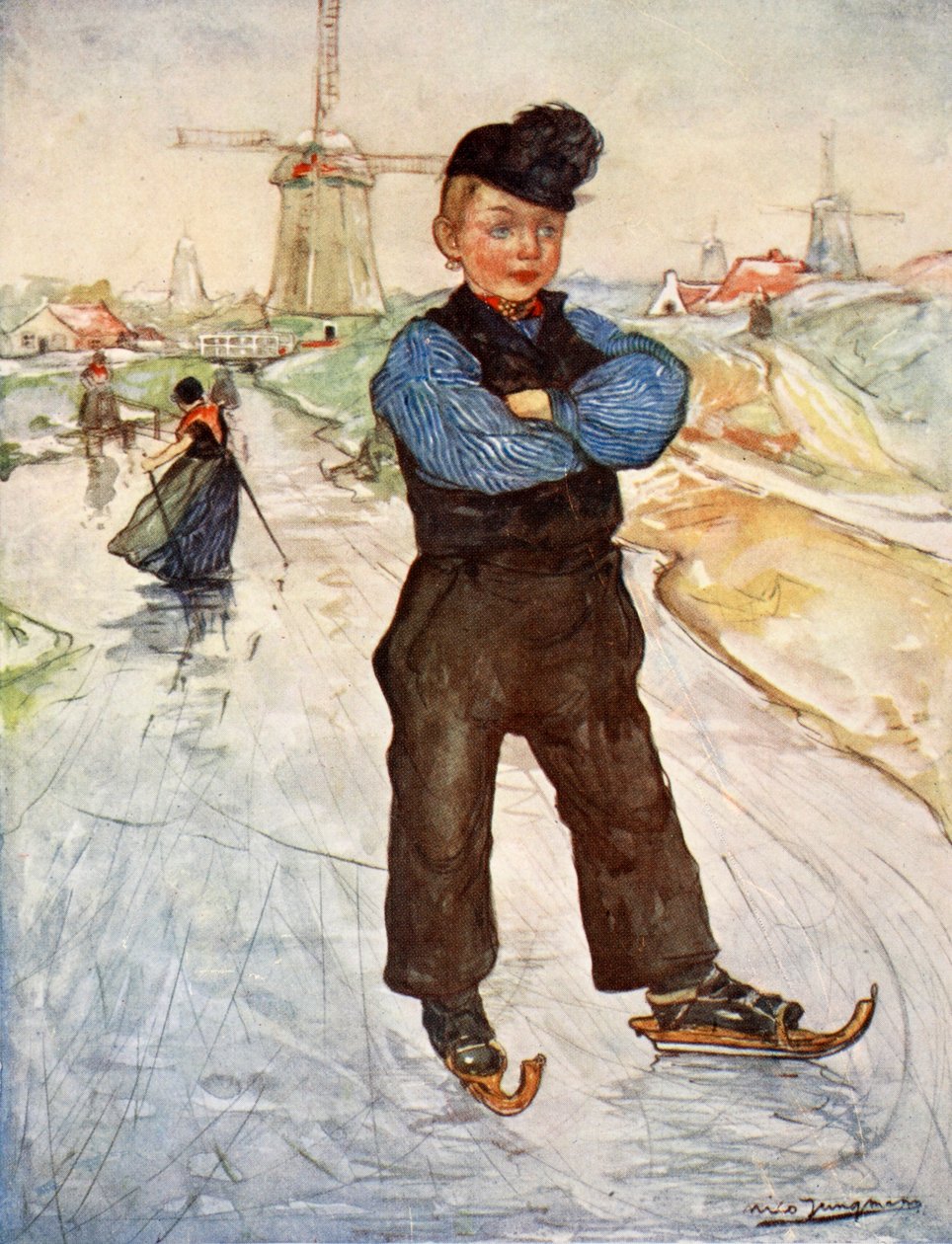 A Peasant Boy of Veere on Skates, 1904 by Nico Jungman