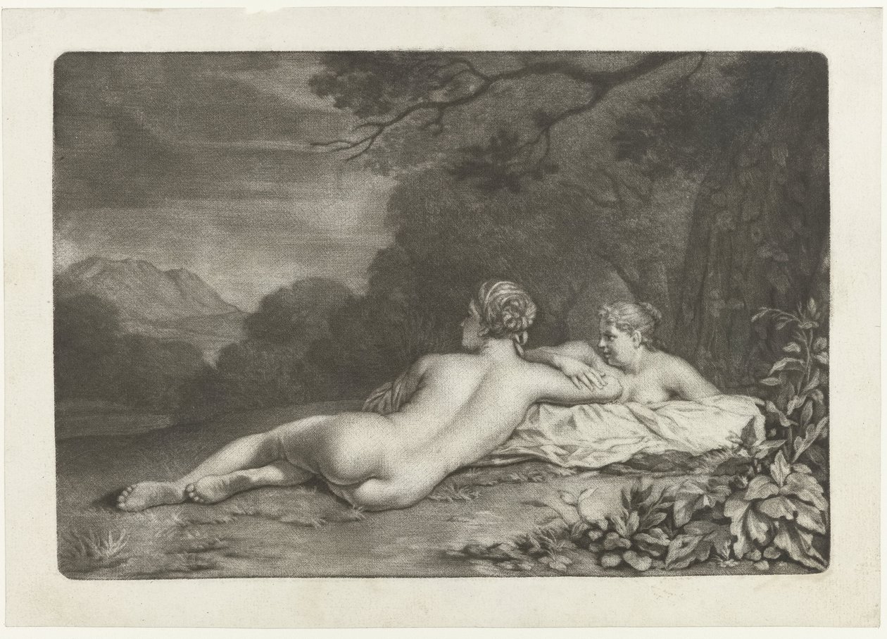 Landscape with Two Nymphs by Nicolaas Verkolje