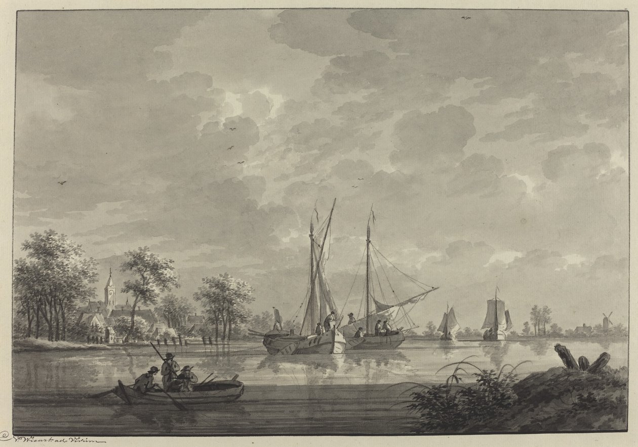 Tull on the River Waal by Nicolaas Wicart