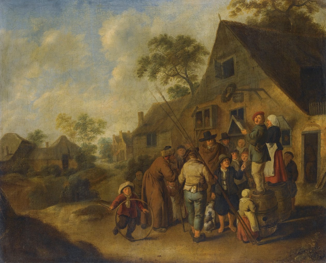 Figures Proclaiming the News on Barrels Outside an Inn by Jan Miense Molenaer by Nicolaes Molenaer