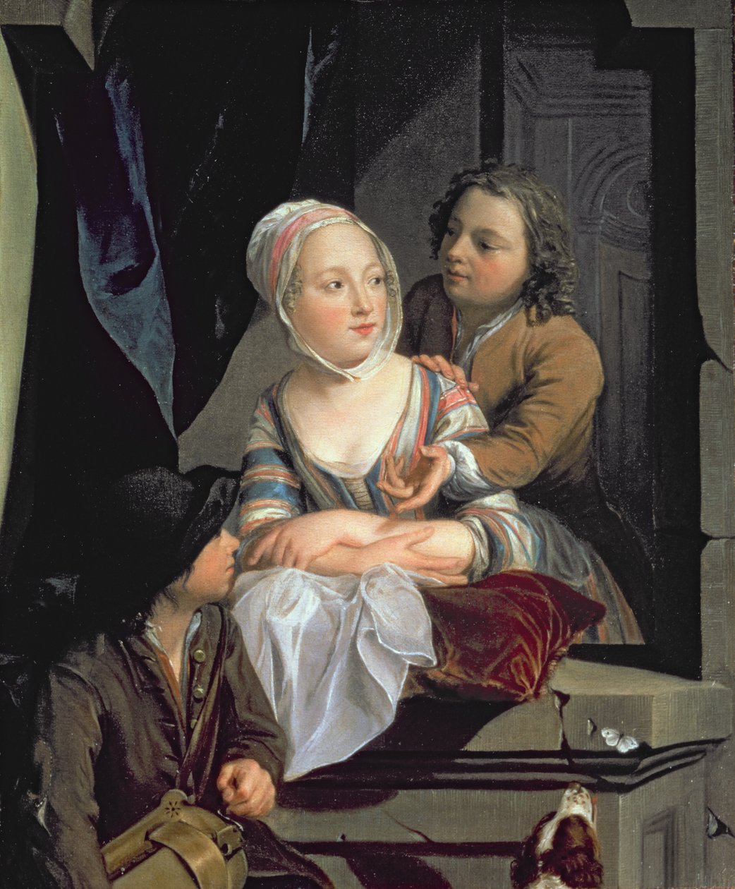 Lovers at a window by Nicolaes Verkolje