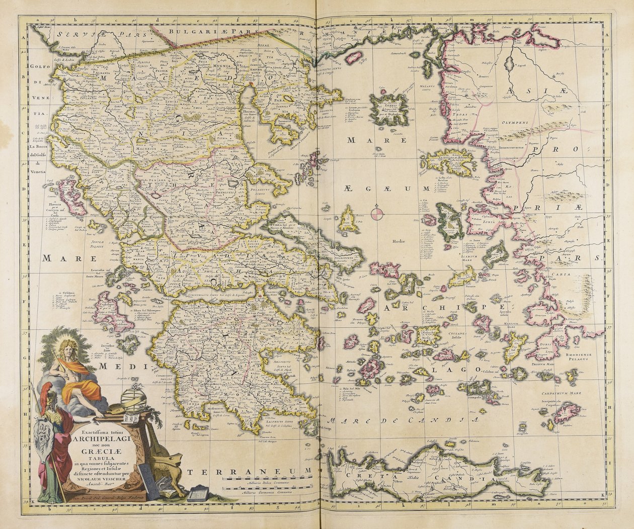 Most Accurate Map of the Entire Archipelago and Greece in Which All the Subordinate Islands Are Shown by Nicolaes Visscher
