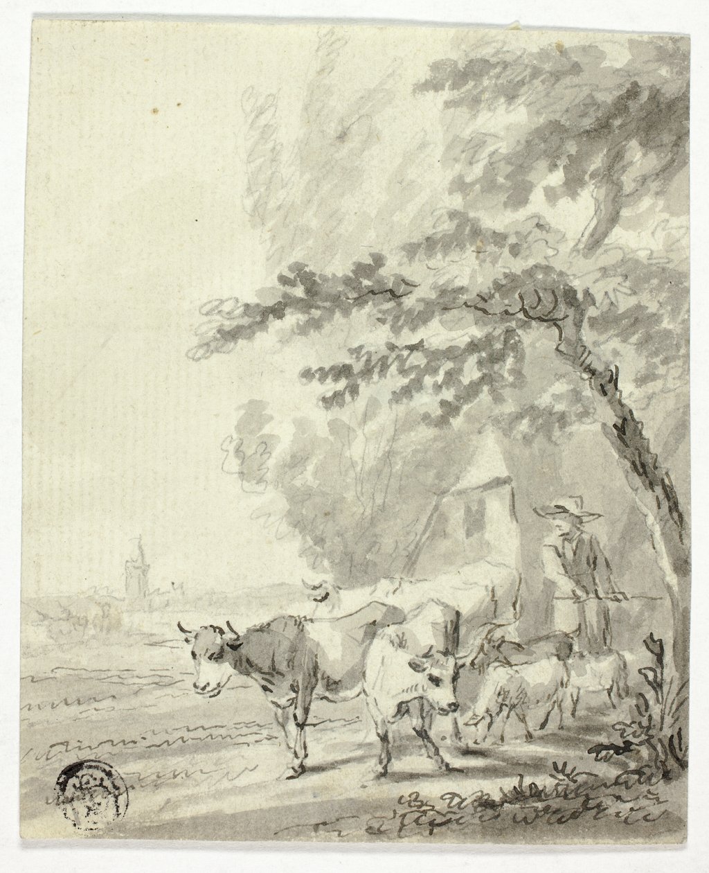 Man Herding Cows and Sheep by Nicolaes Berchem