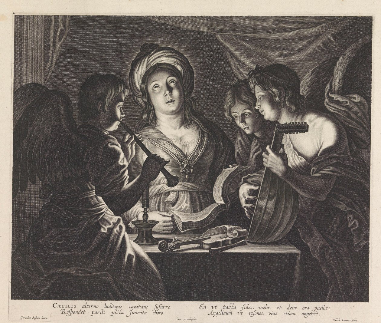 Saint Cecilia with Three Musician Angels by Nicolaes Lauwers