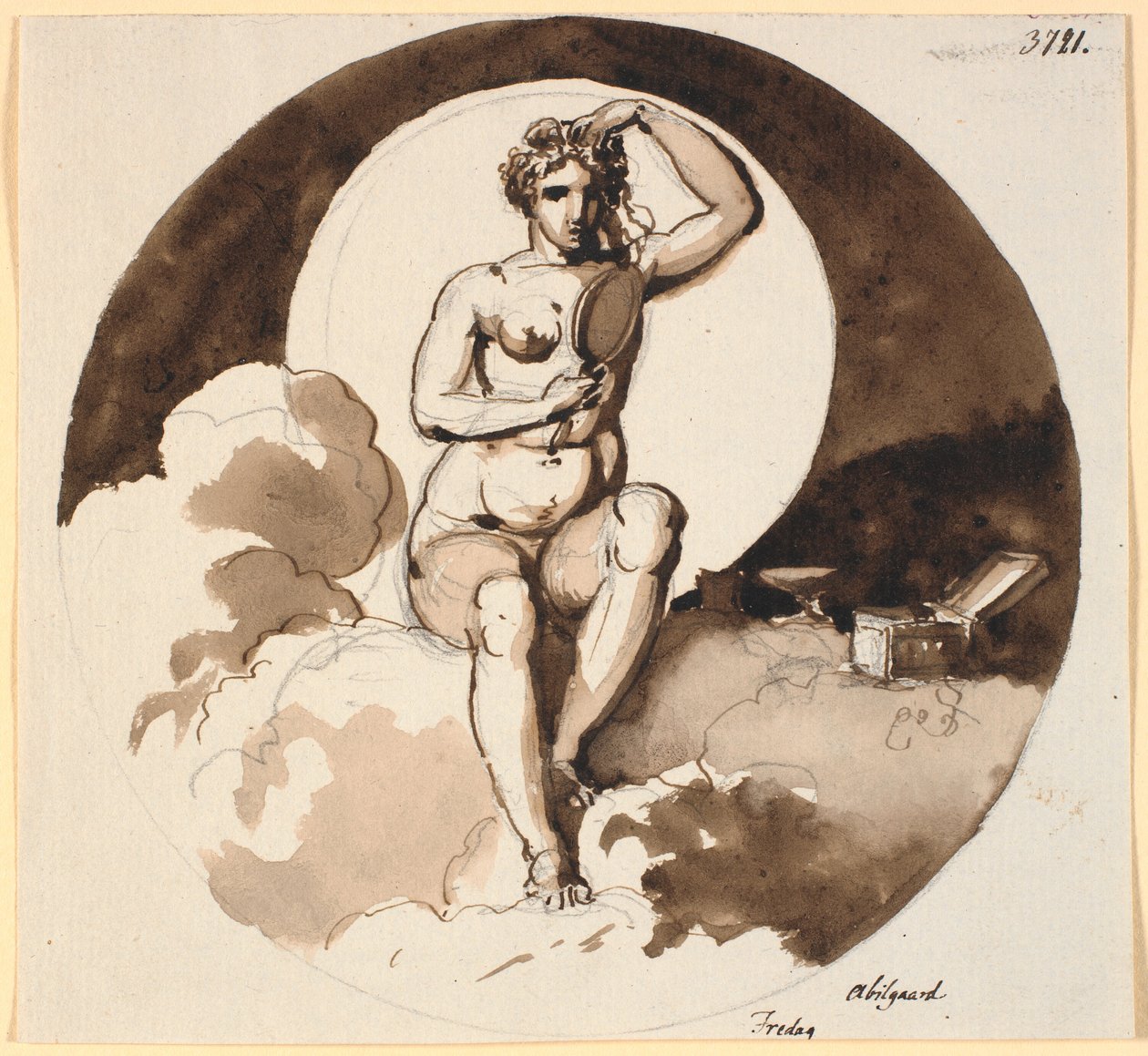 Friday. Venus Sitting with Mirror and Jewelry Box by Nicolai Abildgaard