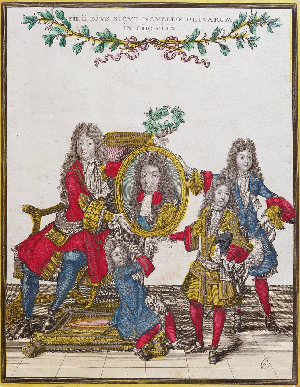 The French Royal Family Holding a Portrait of Louis XIV by Nicolas Arnoult