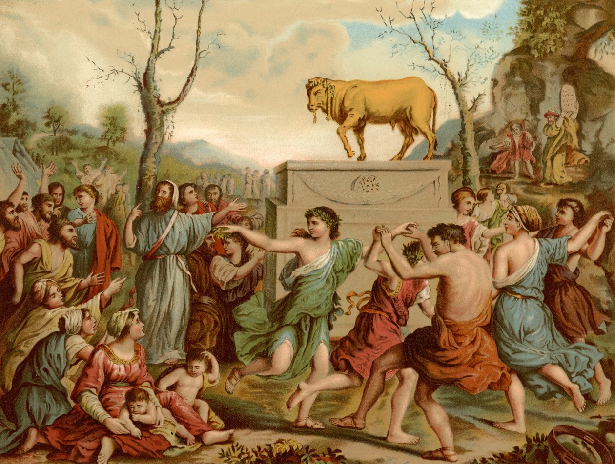 The Adoration of the Golden Calf by Nicolas Poussin