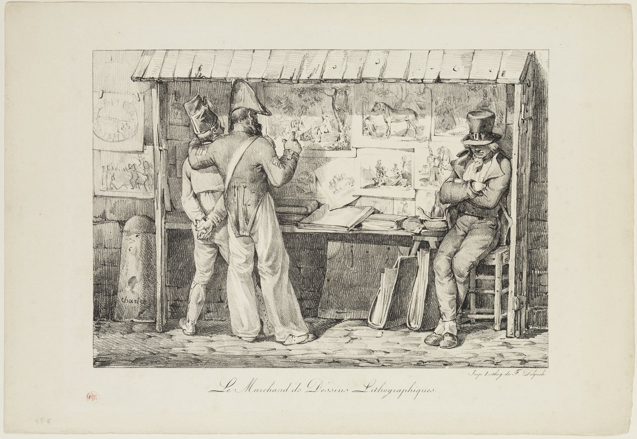 Le marchand de dessins lithographiques, between 1818 and 1819 by Nicolas Toussaint Charlet