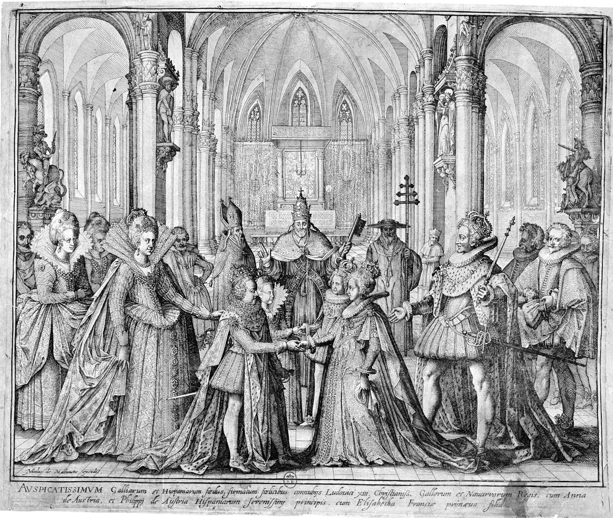The Double Marriage in 1615 of Louis XIII to Anne of Austria and Philip of Austria to Elizabeth of France by Nicolas de Mathoniere