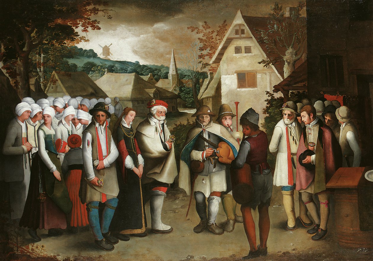 A Wedding Procession Through a Town by Nicolas Baullery