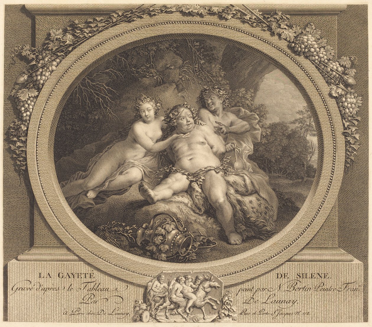 The Gaiety of Silenus by Nicolas Delaunay after Nicolas Bertin