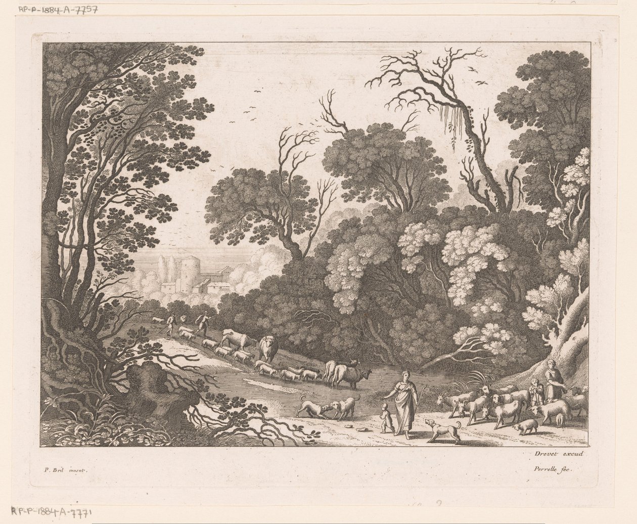 Shepherds with Flock by Nicolas Perelle